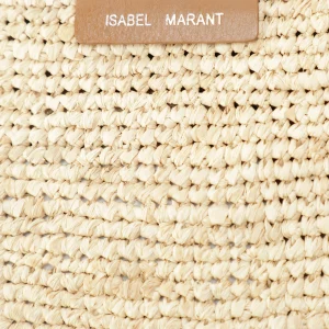 ISABEL MARANT Pochette Bora Raphia Naturel marque pas cher 11