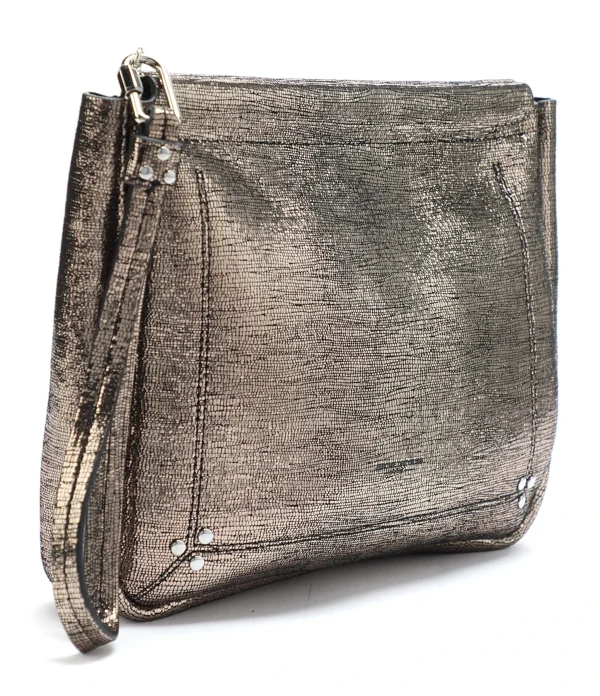 JEROME DREYFUSS Pochette Clic Clac L Soft Chèvre Lamé Champa vente à bas prix 3