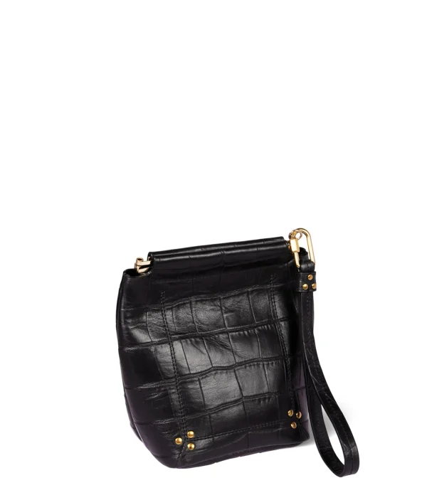 JEROME DREYFUSS Pochette Clic Clac S Soft Vachette Croco Noir à prix d'occasion 3