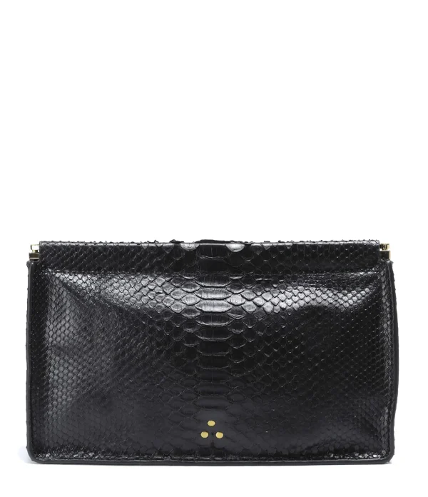 magasin JEROME DREYFUSS Pochette Clic Clac L Python Noir 1