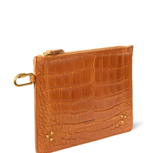 JEROME DREYFUSS Pochette Popoche M Agneau Croco Whisky bas prix 9