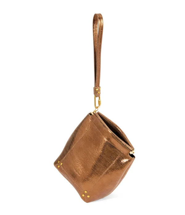 JEROME DREYFUSS Pochette Clic Clac S Soft Chèvre Lamé Bronze Nouvelle Collection 4