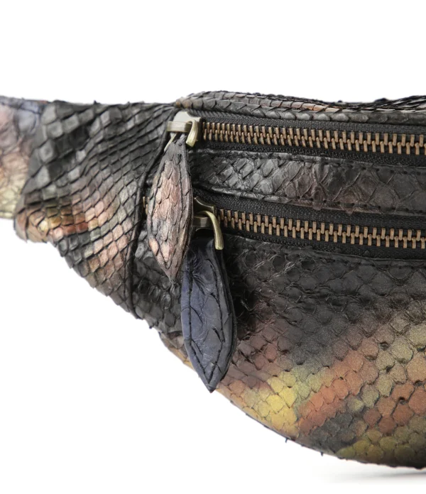 SISTA PARIS Sac Banane Nolan Cuir Python Butterfly Blue à prix réduits 5