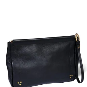 ﻿soldes JEROME DREYFUSS Pochette Clic Clac XL Soft Chèvre Noir Brass 9