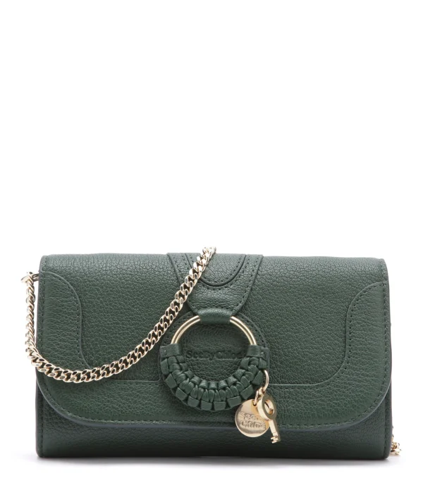 SEE BY CHLOE Portefeuille Chaîne Hana Cuir Grainé Deep Green outlet 1