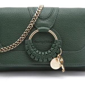 SEE BY CHLOE Portefeuille Chaîne Hana Cuir Grainé Deep Green outlet 14