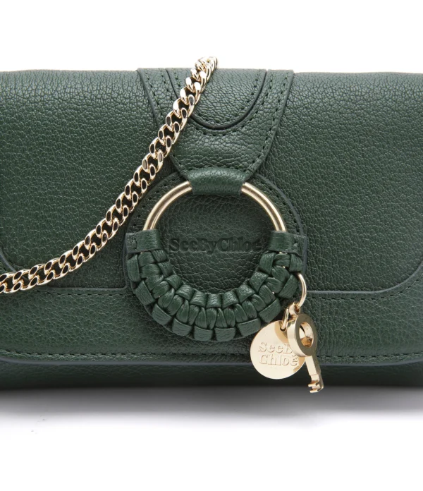 SEE BY CHLOE Portefeuille Chaîne Hana Cuir Grainé Deep Green outlet 5