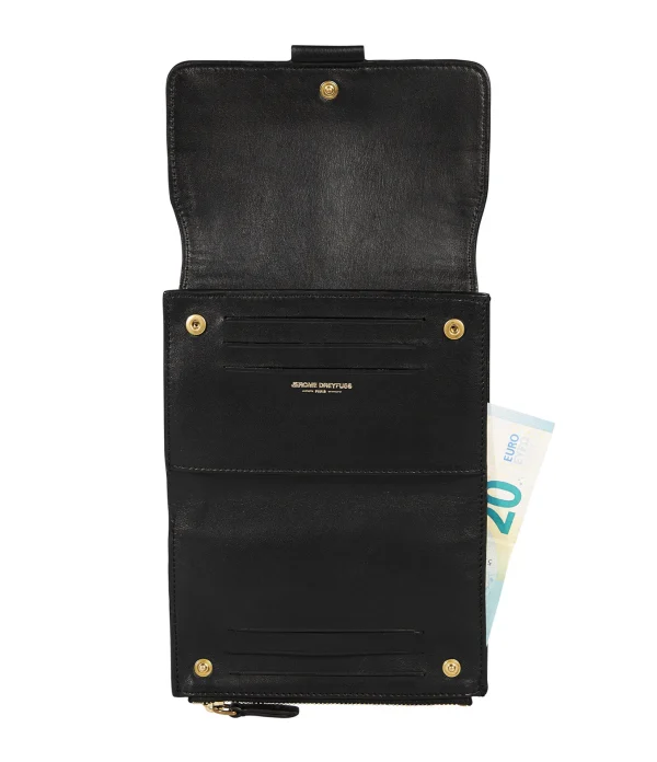 JEROME DREYFUSS Portefeuille Lulu PM Veau Agneau Noir Brass achat pas cher 4