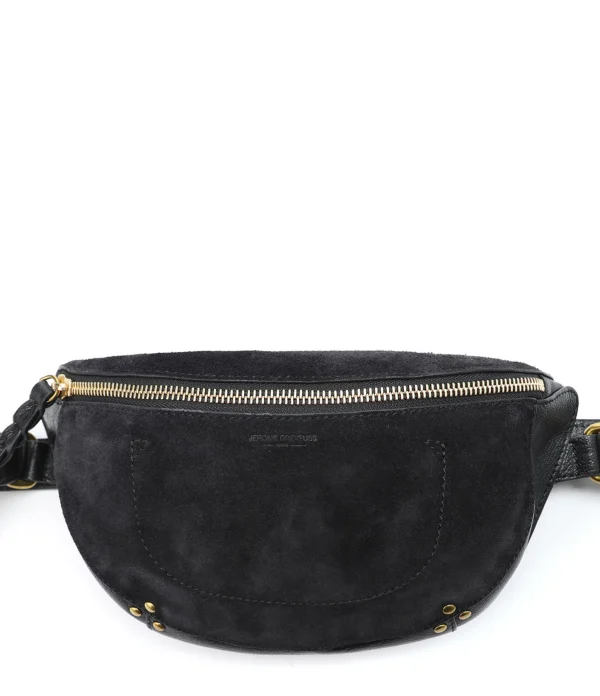 a Prix Discount JEROME DREYFUSS Sac Lino Banane Cuir Suédé Grainé Noir 1