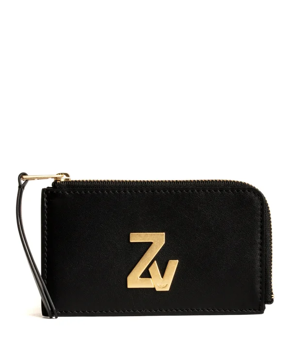 pas cher marque ZADIG & VOLTAIRE Porte-cartes ZV Initiale Le Medium Cuir Noir 1