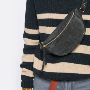 a Prix Discount JEROME DREYFUSS Sac Lino Banane Cuir Suédé Grainé Noir 19